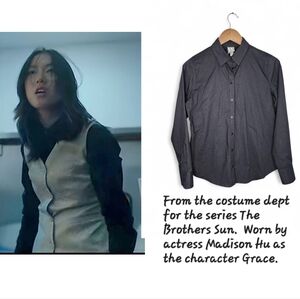 Worthington Long Sleeve Button Front Dress Shirt in Black Size S